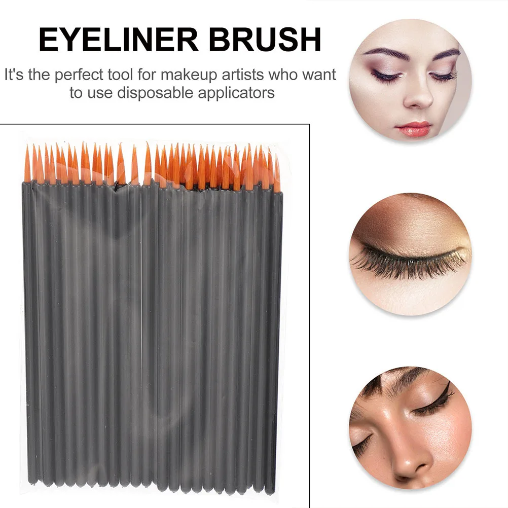 100 個アイライナーブラシ使い捨て人工繊維プロフェッショナルアプリケーターメイクアップアーティスト女性軽量ポータブル