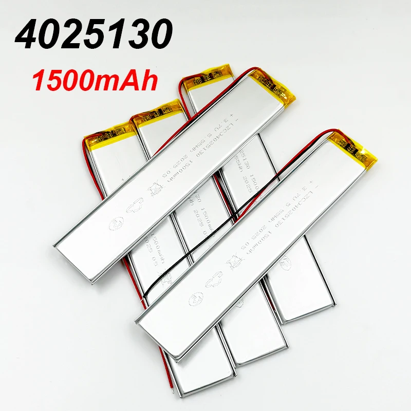 4025130 1500mah 3.7V Rechargeable Lithium Polymer Battery for Video Player Sports Bracelet LED Emergency Light Cell