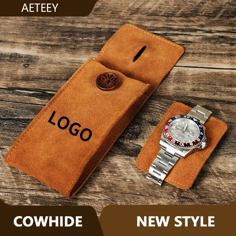 Reverse Velvet Cowhide Casual Mechanical Watch Bags Leather Portable Fashion High-end Watch Storage Bag Free Customizable Logo