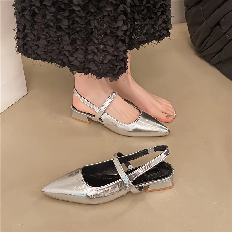 Summer New Fashion Outdoor Pointed Toe Versatile Low Heel Women's Single Shoes