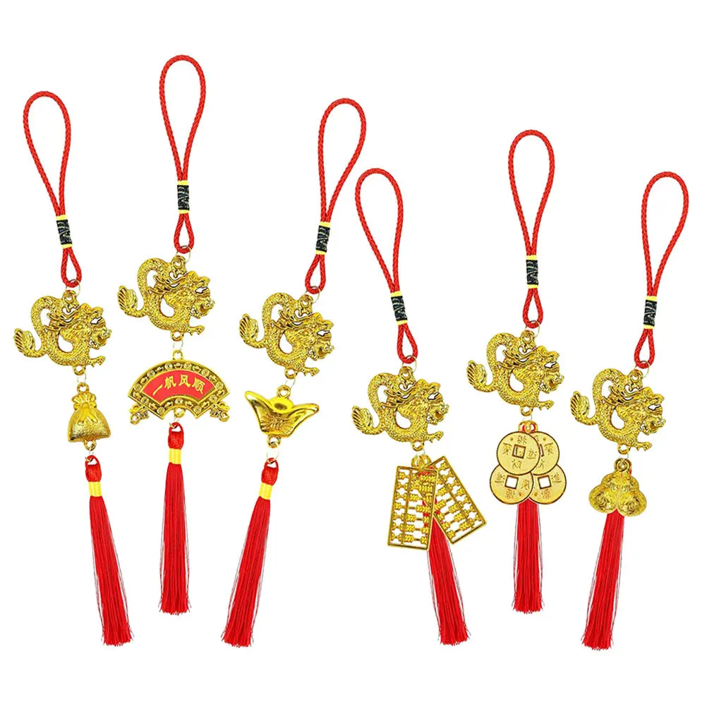 

6Pcs Chinese New Year Decoration Hanging Pendant Festive Red Ornaments for Home Door Car Window Wall Interior Decor Spring