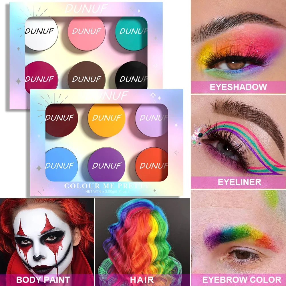 Set di tinta per sopracciglia impermeabile 6 colori Finitura opaca Crema a lunga durata Ombretto Eyeliner Vernice per il corpo multiuso con pennello