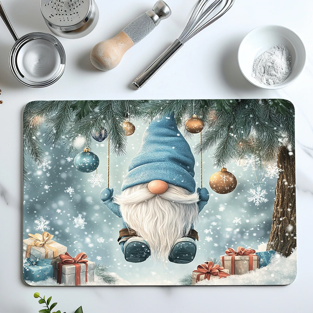 Absorbent Mat Christmas Dwarf Fir Kitchen Antiskid Drying Mat Quick Dry Bathroom Drain Pad Tableware Mat