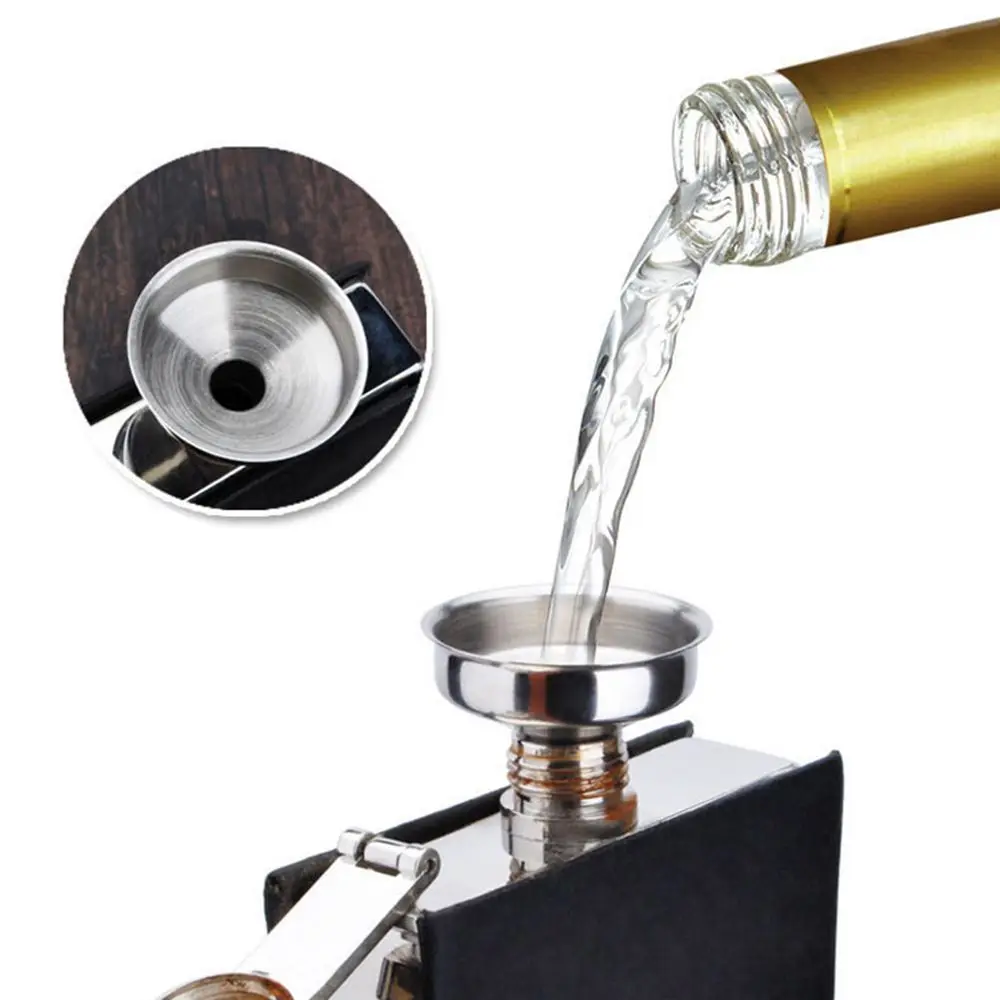 Mini Stainless Steel Bar Wine Funnel Small Mouth Fill Hip Flask Kitchen Handle Small Mouth Beer Canning Liquid Bar  Gadget