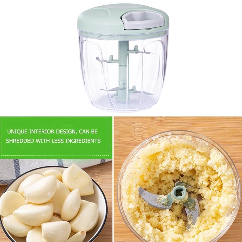 ABKR-Manual Chopper Garlic Press Vegetable Fruit Twist Shredder Meat Grinder Garlic Chopper Cutter Home Kitchen Tools,900Ml