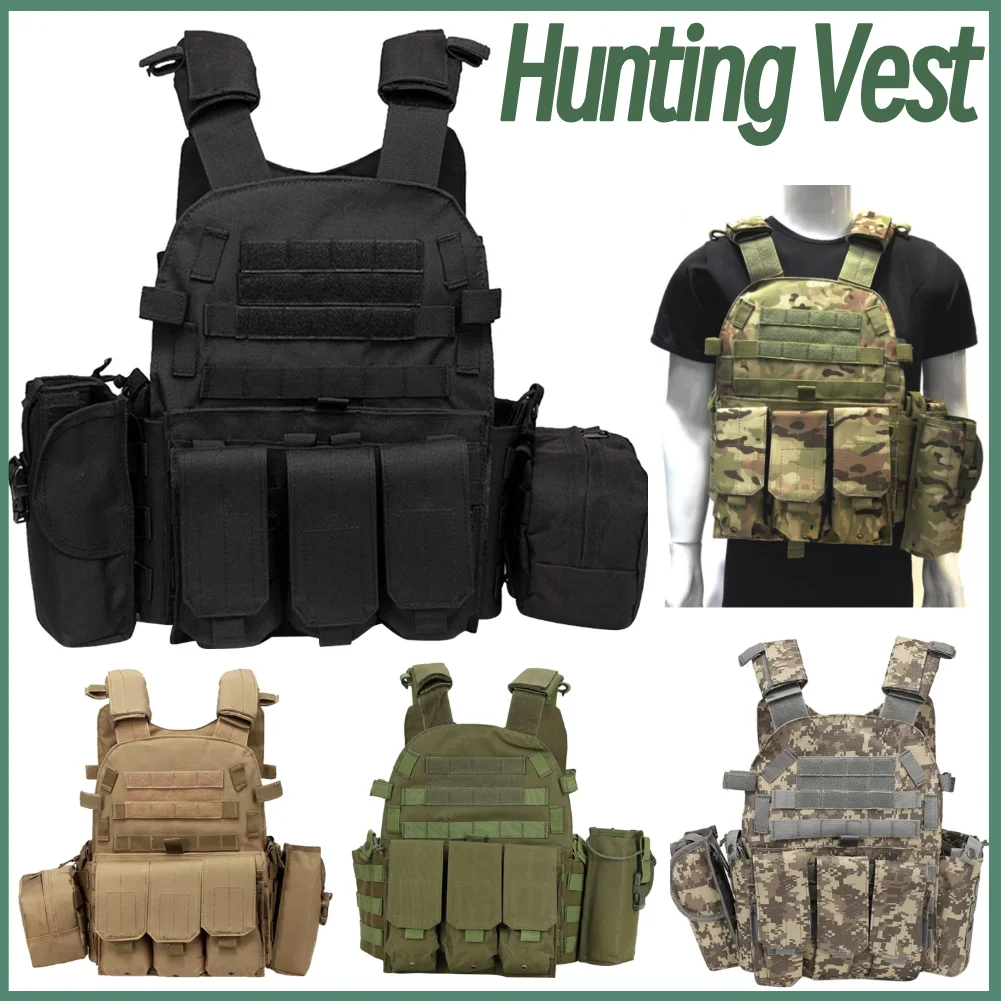 Camouflage Chest Rig Molle Vest Multi-Functional Molle Waistcoat Armor Hunting Adjustable Men Women Combat Equipment for Camping