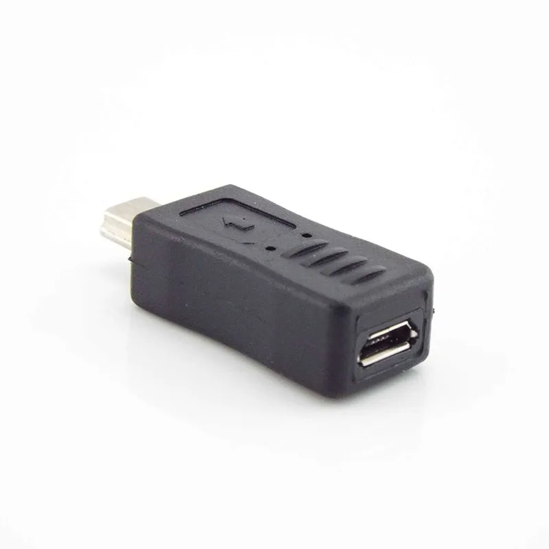 Portable Micro USB Female to Mini USB Male Plug Jack 5Pin Adapter Connector Charger Converter Black Keyboard Conversion Plug B5