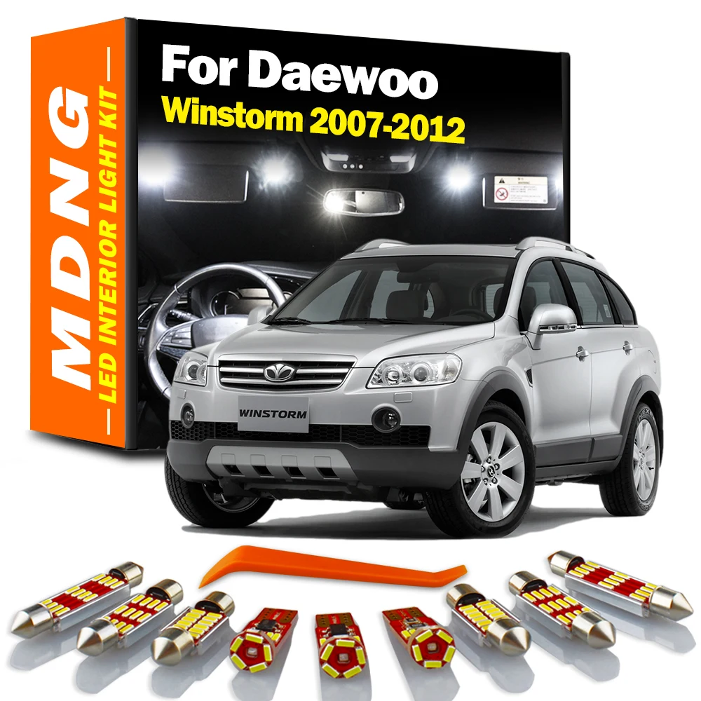 MDNG 12Pcs For Daewoo Winstorm 2007 2008 2009 2010 2011 2012 LED Interior Dome Map Plate Light Kit Car Bulbs Canbus Accessories