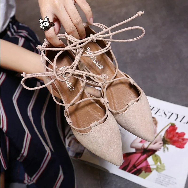 

Fashion Sexy Summer Sandals for Women 2022 New Flats Shoes for Woman Cross-strap Pointed Lace-up Shallow Ladies Sandals