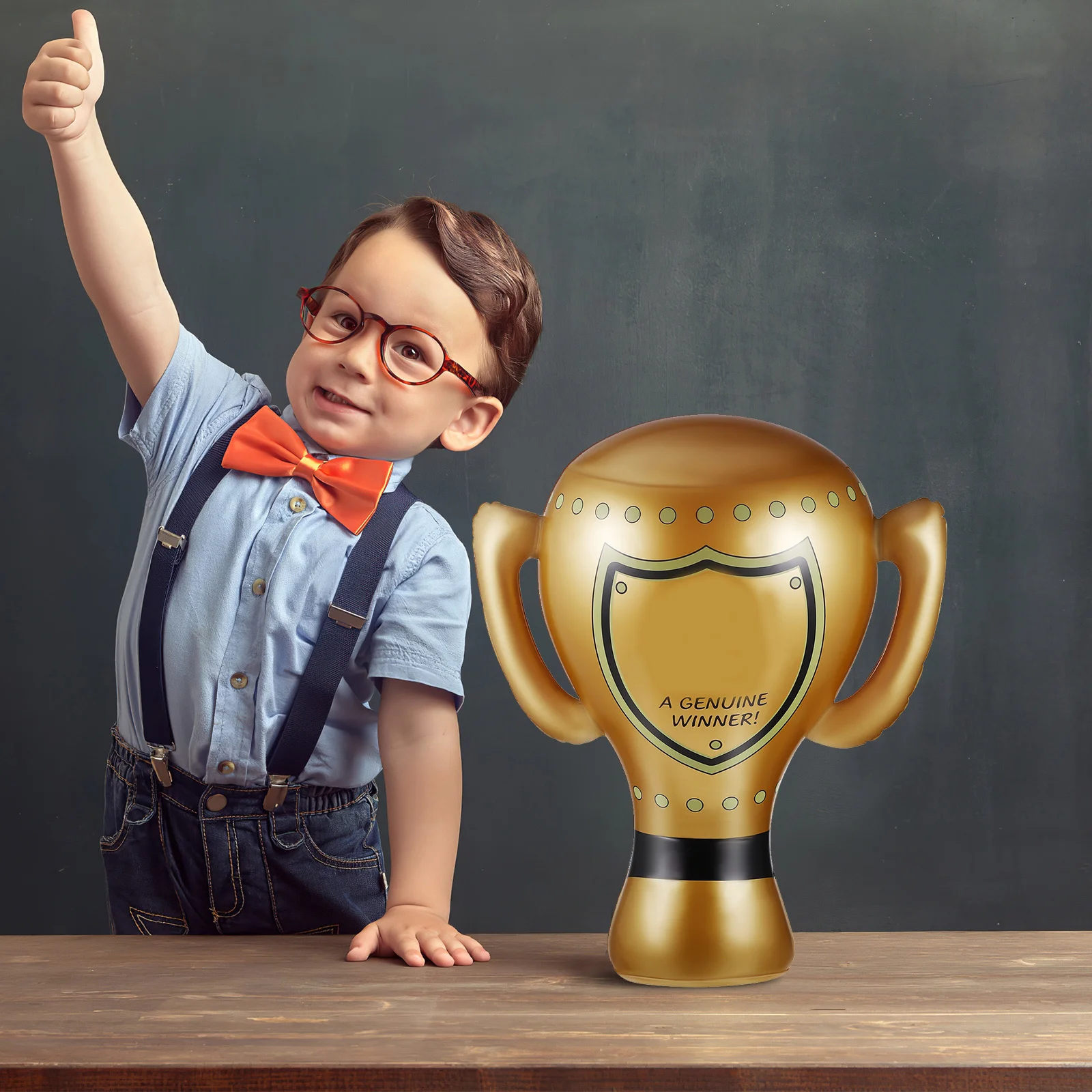 

2Pcs Inflatable Trophy Award Cup Lightweight PVC Folding Party Decoration for Games Classroom Winner Reward Inflatable Trophy