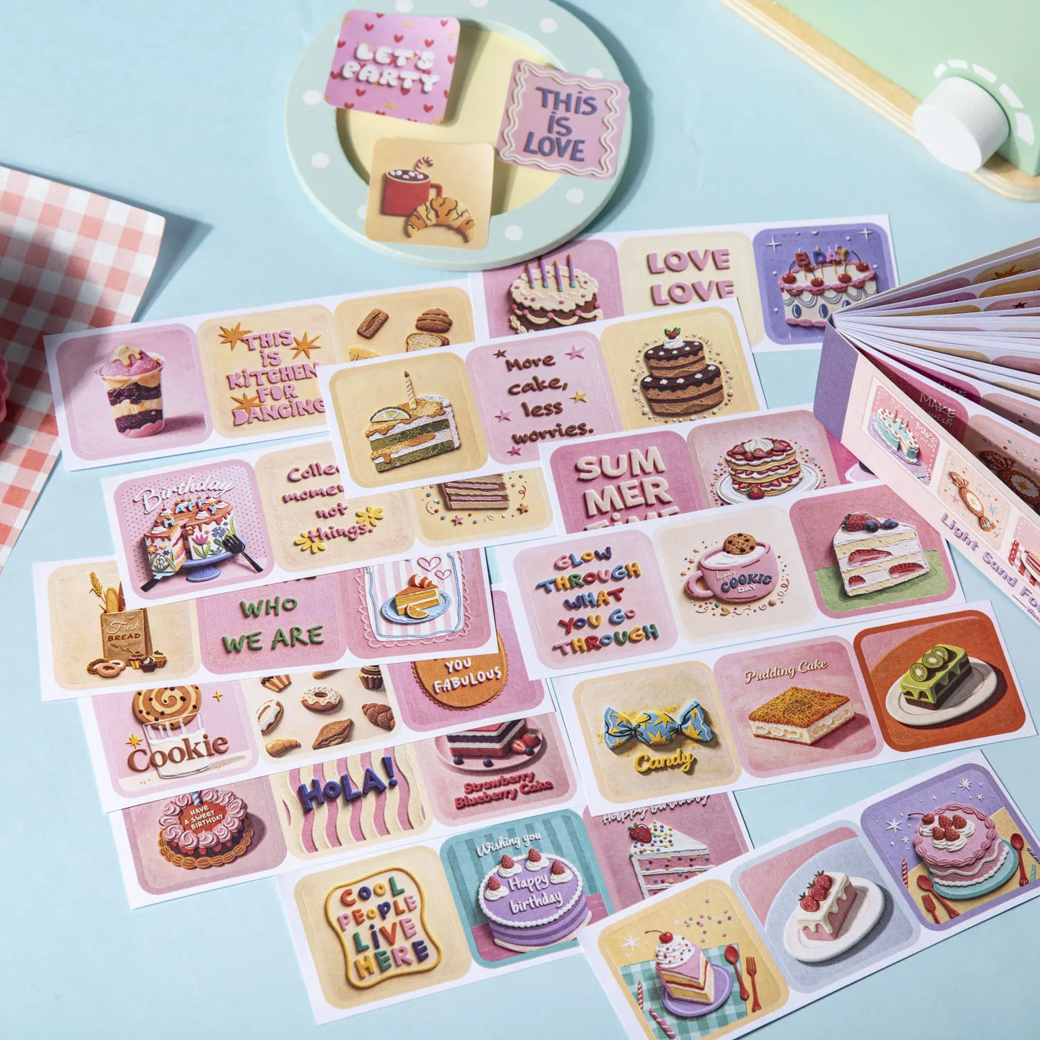 30sheets Kawaii Baking Dessert Die Cutting Sticker Book DIY Diary Scrapbook Aesthetics Journal Supplies Creative Stationery