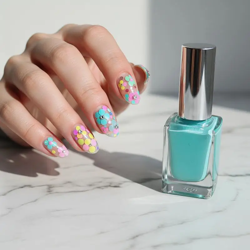 12 Grids Circular and Flower Nail Glitter for Creative DIY Manicure Designs