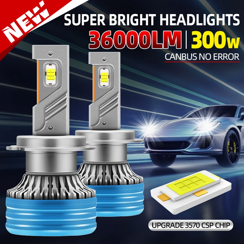 

36000LM 300W Car LED Headlight H4 H7 H1 LED CANBUS Headlamps HB3 HB4 9005 9006 H11 H9 H8 Turbo Bulbs CSP with Copper Tube/Fan
