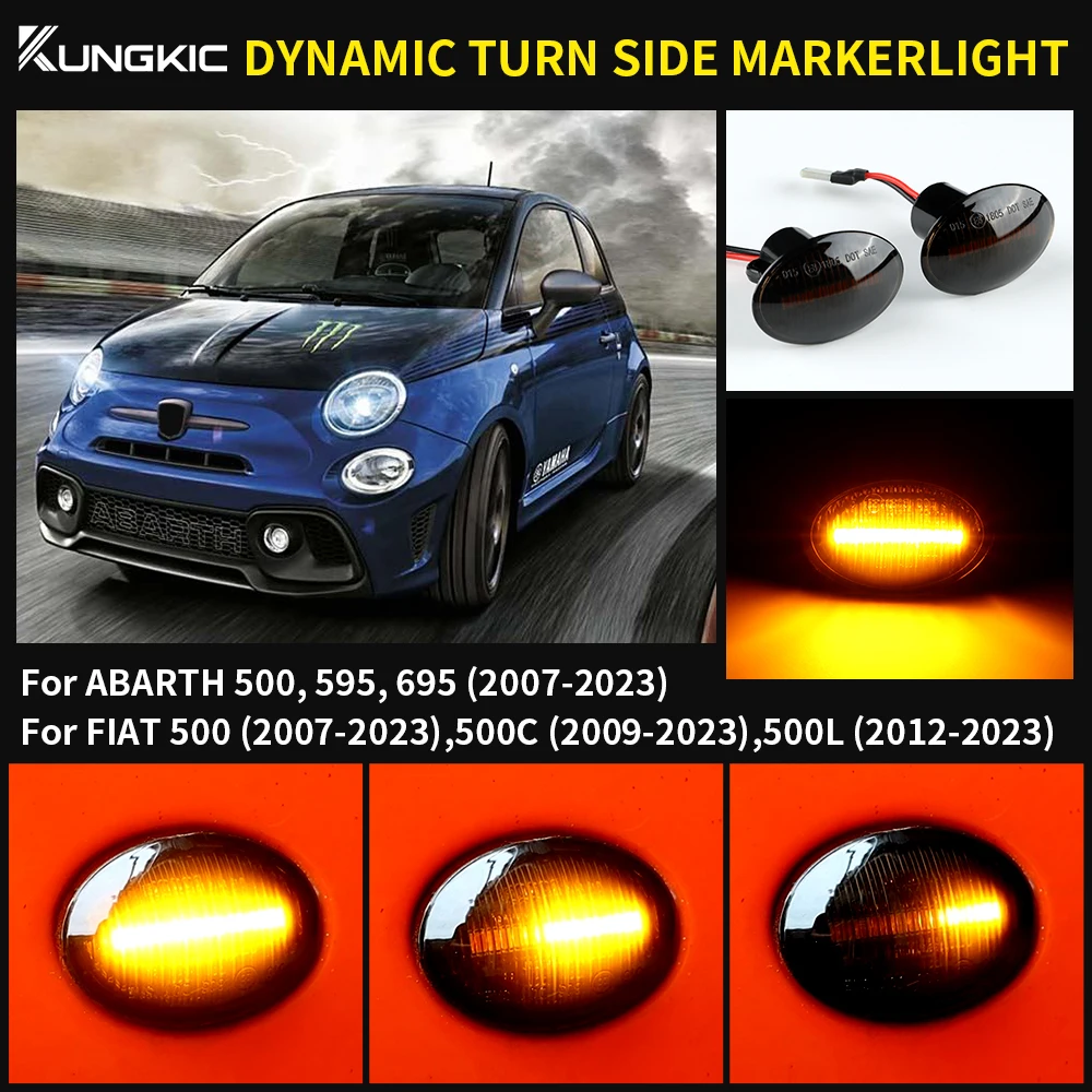 LED Turn Flowing Signal Light  For Fiat 500 Abarth 595 695 2007-2023 For 500L 500C 2012-2023 Car Dynamic Side Marker Lamp