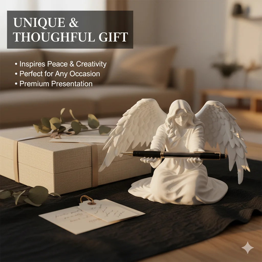 3D Printed Pen Holder Kneeling Angel Dark Warrior Ninja Creative Pen Stand For Office Desk Organizer Home Decor Gift