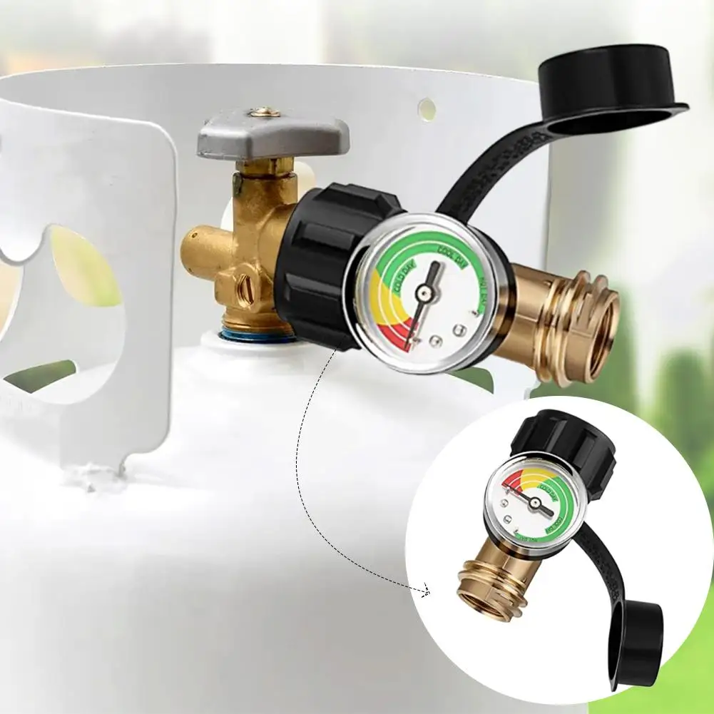 

QCC1 Propane Tank Adapter With Propane Tank Pressure Gauge Connection Gas Pressure Meter For 5-40lb Tanks Easy-To-Read