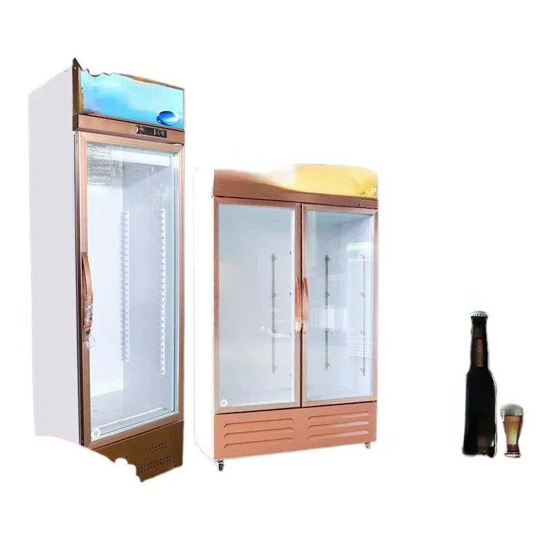 Commercial Rose Aluminum Alloy Beverage Cabinet Refrigerated Beer Cabinet Store Cold Cabinet Air-Cooled Glass