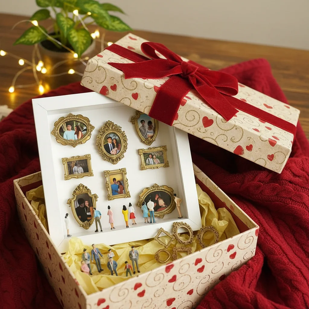 DIY Mini Museum Silhouette Box Creative Memory Display Kit with Mini Figurines Gold Frames Cavern Club desktop decor ornament