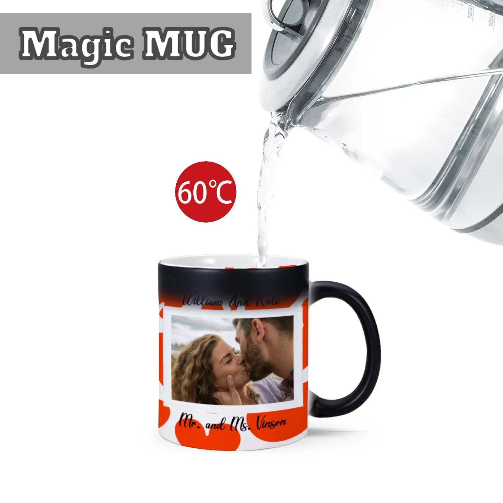 Personalised Magic Mugs Custom Colour Changing Cup Heat Activated Couples Photo Name Printed On Mug Valentine's Day Gifts