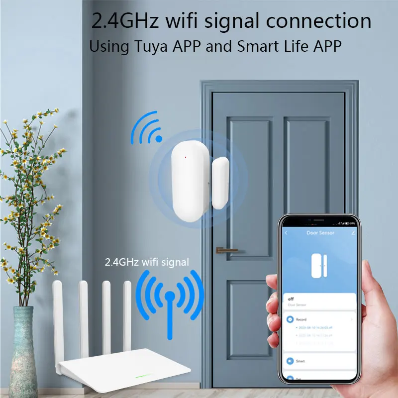 Home Smart Tuya WiFi Door Sensor  Alarm Window Open Closed Detectors Window Sensor Smartlife APP Work With Google Home Alexa