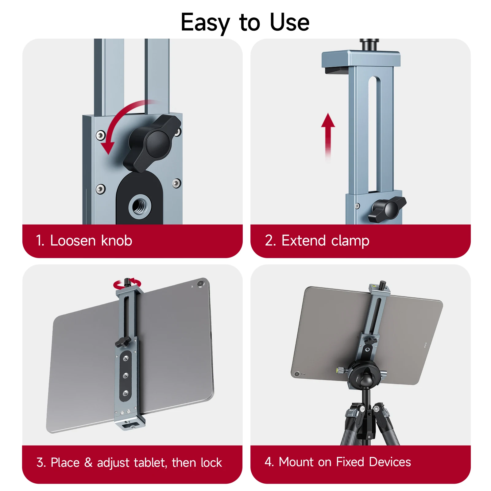 XJ-15 Universal Aluminum Alloy Tablet Phone Stand Holder Clip Tripod Adjustable Bracket For Mobile Phones Ipro Tablets 12.9in 5