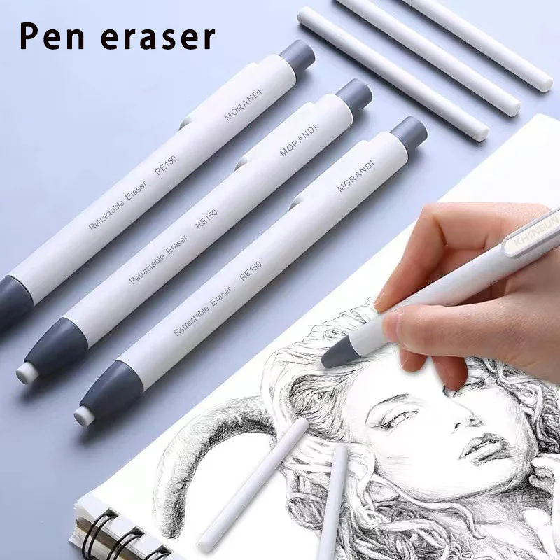 1pc Press Retractable Pencil Eraser Correction Supplies Pen Style Pencil Rubber Cute Eraser Writing School Supplies Stationery