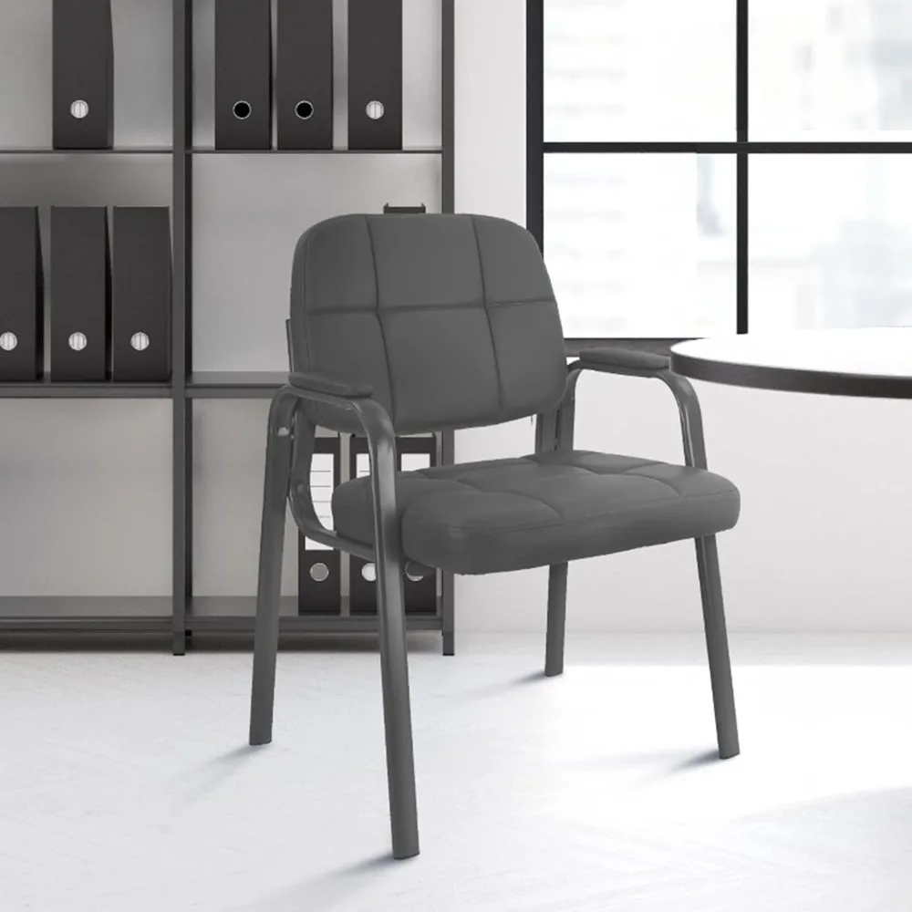 1 Pack Bonded Leather Guest Chair Padded Arm Rest Waiting Room Office Reception Conference