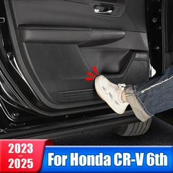 PU Leather Car Door Anti-Kick Cover Pad Stickers For Honda CRV 6th Gen 2023 2024 2025 / CR-V Hybrid Accessories