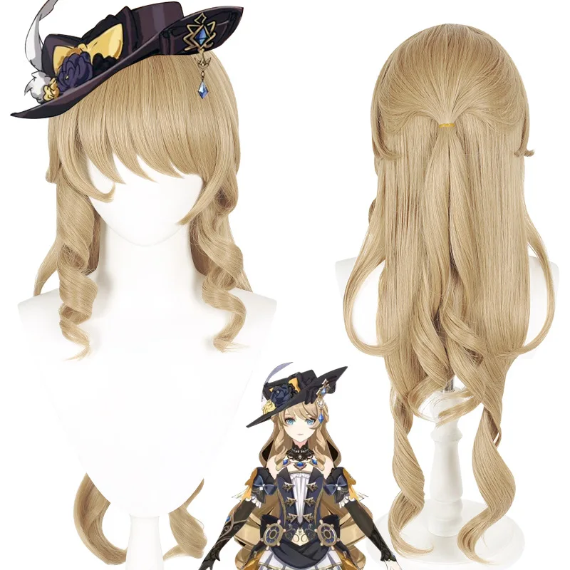 

Genshin Impact Fontaine Navia Cosplay Wig With Simulated Scalp Corn Silk And Long Curly Hair