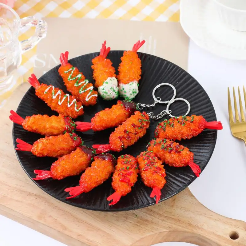 Artificial Fried Shrimp Fake Simulation Japanese Sushi Tempura Food Model Kitchen Shop Decor Photo Props 2pc/lot