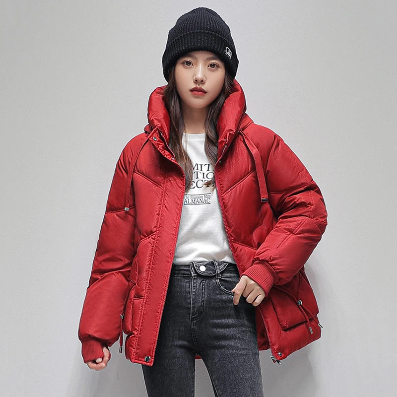 Down Padded Jacket Women Overcoat 2025 New Winter Thickened Jacket Female Short Coat Korean Warm Loose Hooded Parka Outerwear