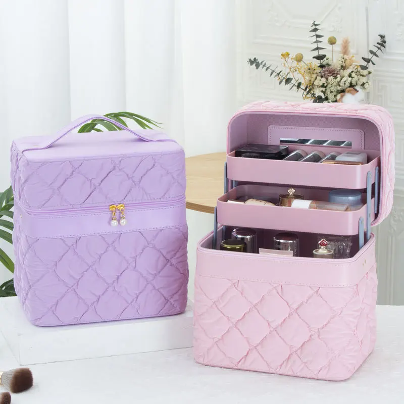 

Fashion Plaid Cosmetic Bags Large Capacity Portable Makeup Bags New Women's Cosmetic Bags Luxury Portable Storage Bags