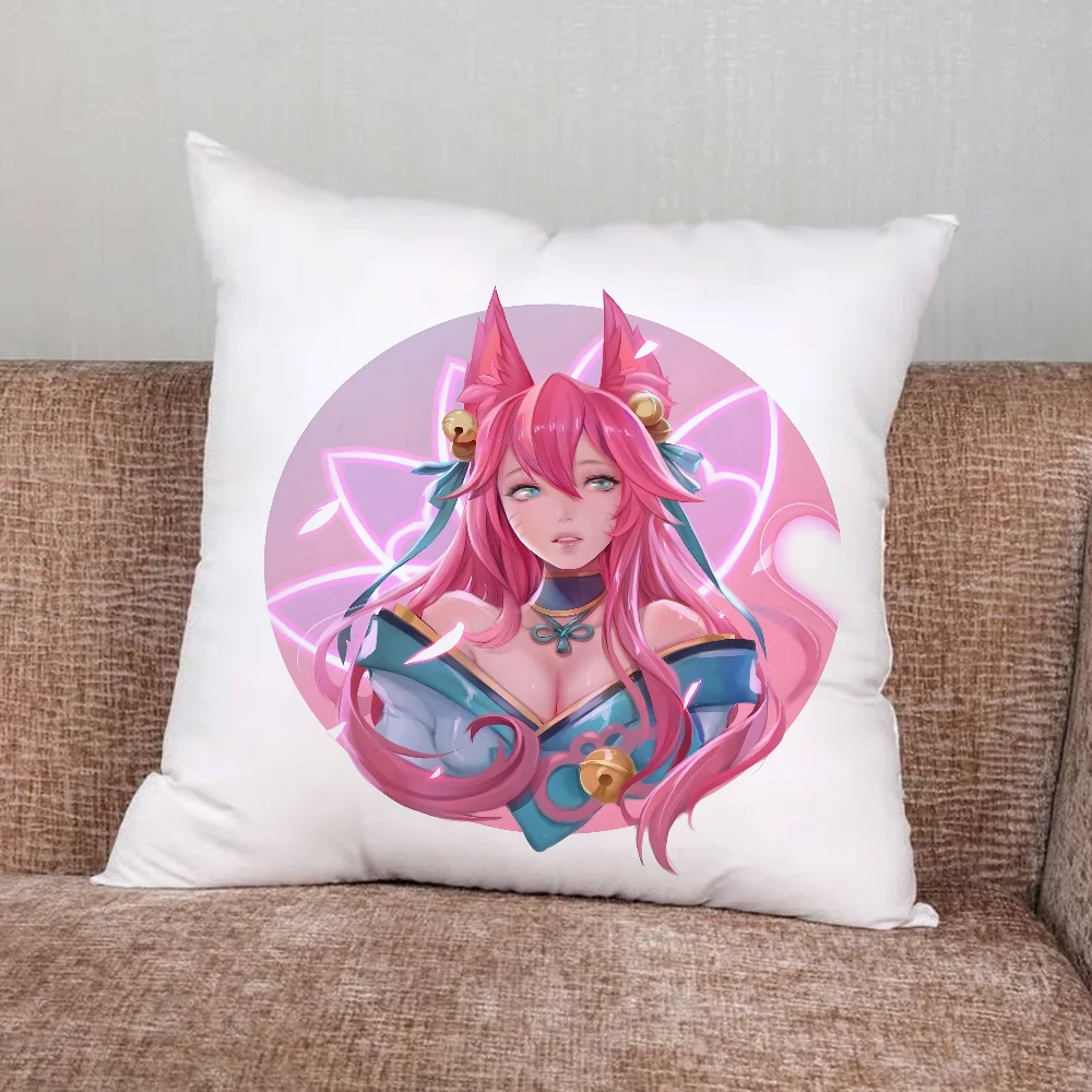 Game Ahri KDA Pillow Case For Home Bedroom Car Office Decoration Living Room Sofa Cushion Cover Suitable