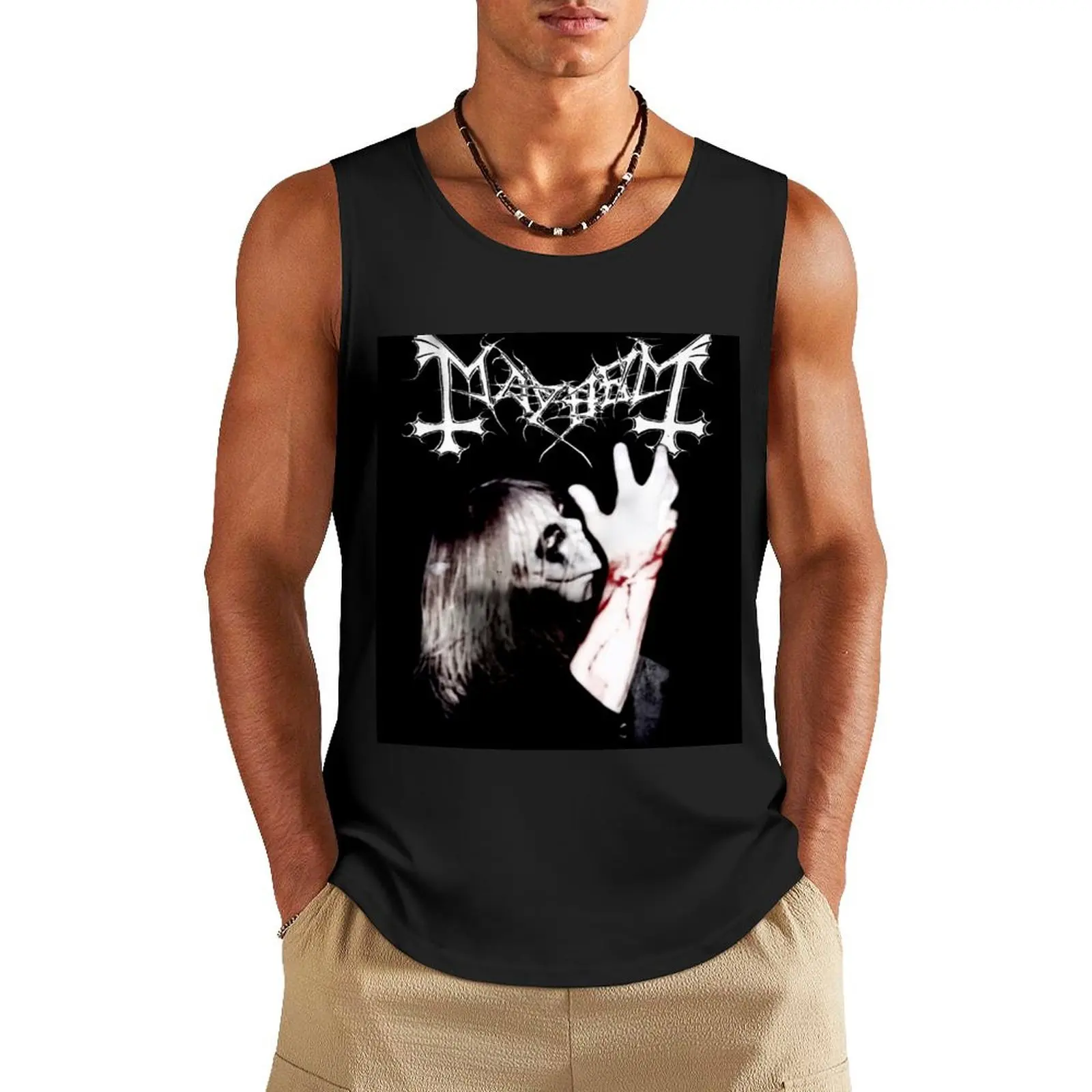 

Mayhem T-shirt, Mayhem Tee, Mayhem Inspired Merch, Black metal T-shirt, Dead Tank Top summer clothes for men Men's vest