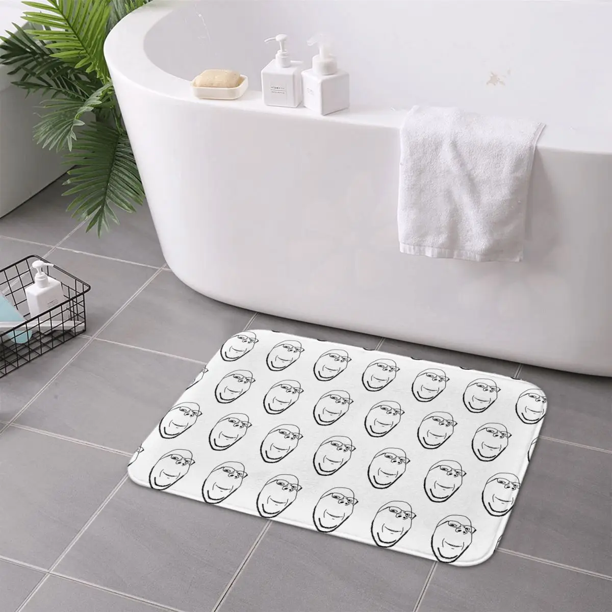 Smiling Wholesome Wojak Soyjak Non-slip Doormat Floor Mat Sand Scraping Carpet Rug for Kitchen Home Bedroom Footpad Mats