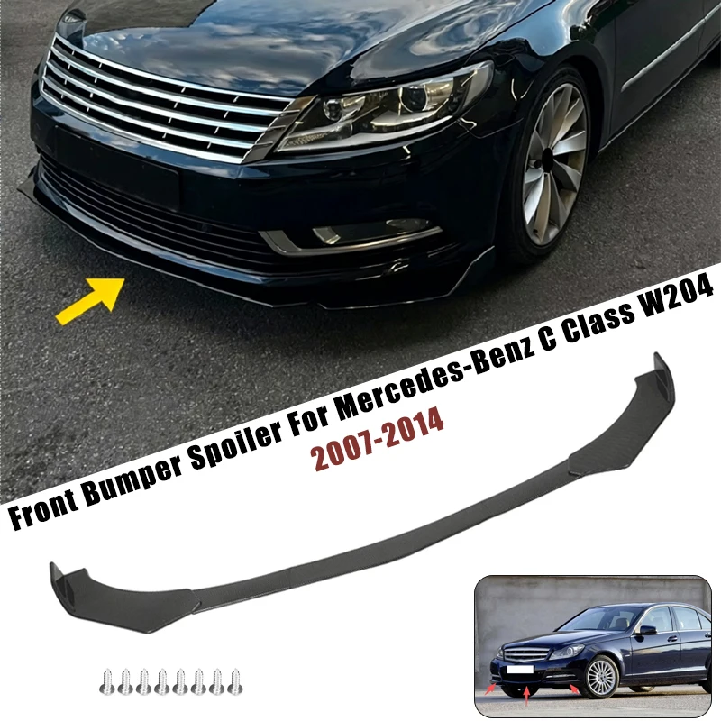 Sport Front Bumper Splitter Spoiler Lip For Mercedes-Benz C Class W204 2007-2014 5Pcs Adjustable Sectional Car Tuning Body Kit