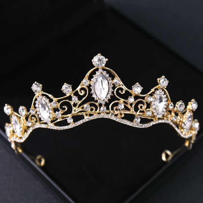 Gold Color Rhinestone Bridal Tiaras And Crowns Crystal Prom Diadem Headband Bridal Wedding Hair Accessories Jewelry Crown Tiara image 3