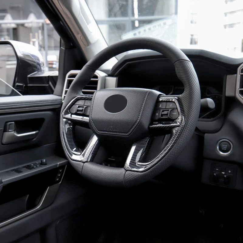 For 2022-2026 Toyota Tundra Sequoia Tacoma 4Runner Carbon Fiber Steering Wheel Switch Cover Trims Stylish Accessories 2025 2024