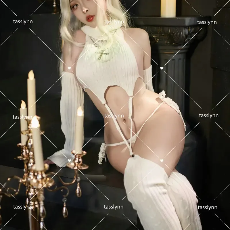 Sweater Penghancur Perawan Kostum Cosplay Pencuci Piring Anna Lydia Sweater Penghancur Sweater Putih Seksi Cosplay BOCCHI THE ROCK