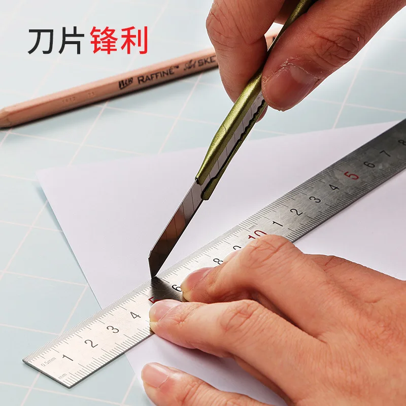 Deli 2022 10pcs/pack 9MM utility Knife Blades Low Carbon Alloy Steel Paper Office Stationery Art Paper Cutting DropShipping