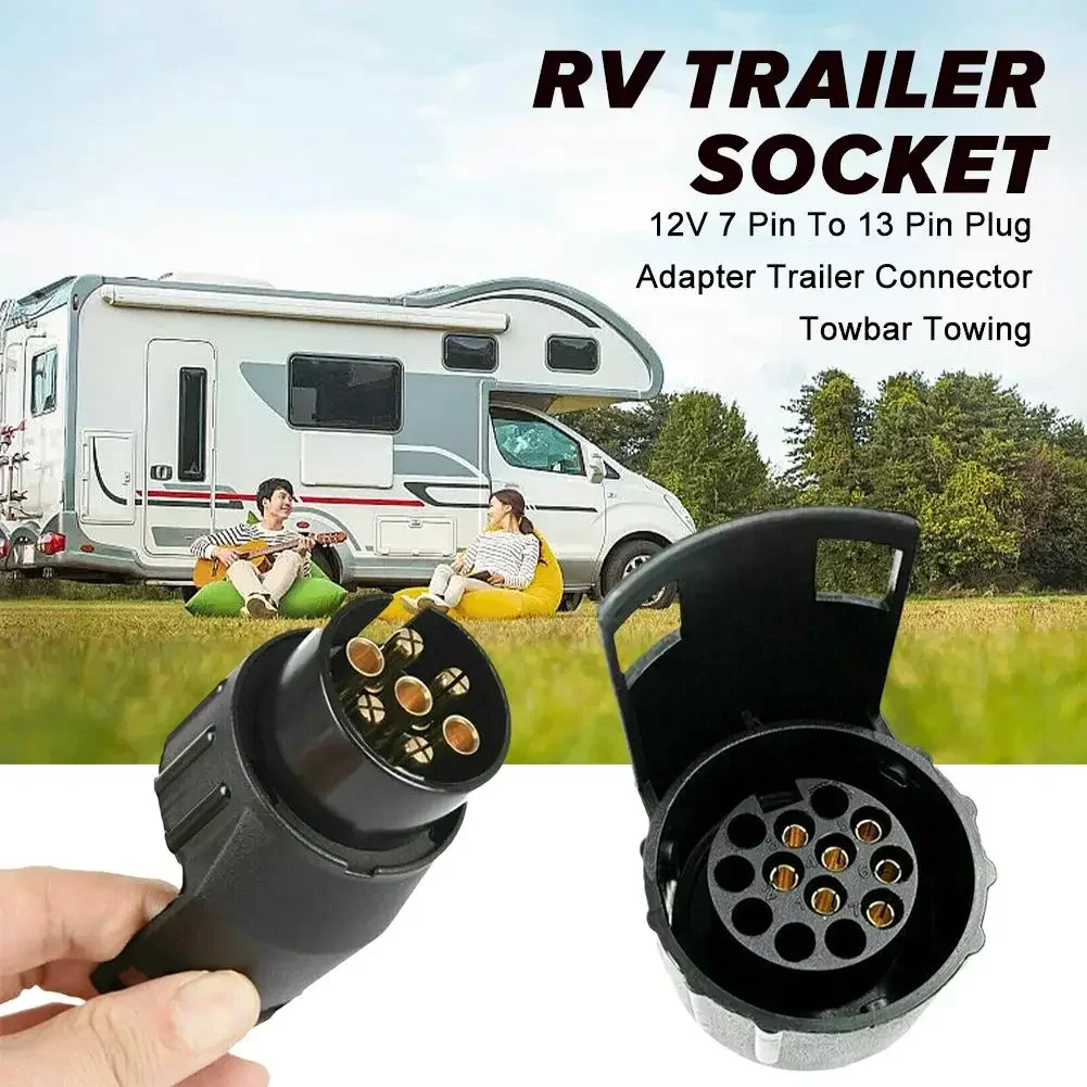 1Pc 7 Pin To 13 Pin Plug Adapter Trailer Connector 12V Towbar Towing Waterproof Plugs Socket Adapter Car Truck Accessories