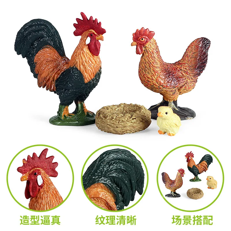 Children Cognitive Simulation Poultry Animal Toy Model Farm Chicken Family Set Home Scene Succulent Ornaments