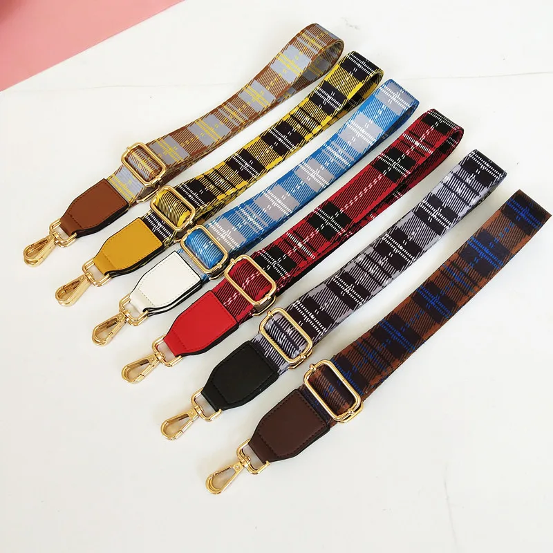 New Plaid Bag Strap Accessories Adjustable Single Shoulder Oblique Span Women's Bag Strap Extended Wide Bag Strap Accessories