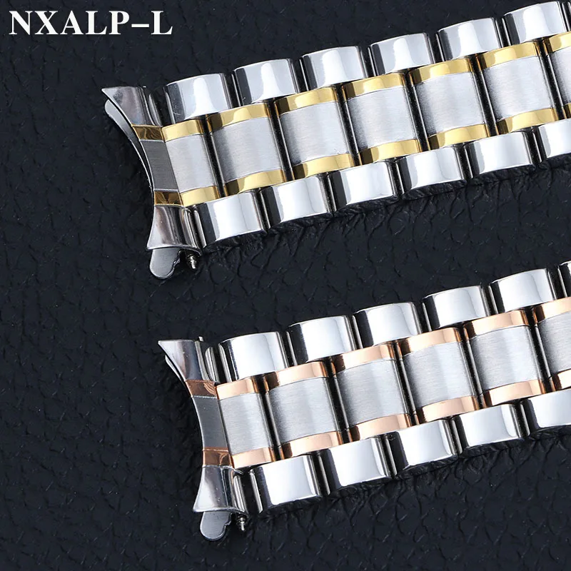 منحني نهاية الفولاذ المقاوم للصدأ حزام (استيك) ساعة ل ل لونجين 18 مللي متر 20 مللي متر 22 مللي متر 24 مللي متر الصلبة سوار معدني فراشة المشبك العالمي معصمه