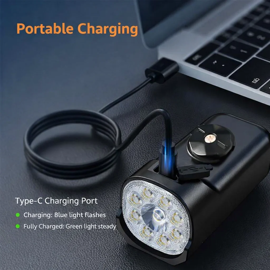 アルミ製USB充電式自転車ライト 6000LM高ルーメン長時 - Rechargeable Bicycle Headlight 1000 Lumen のレビューと価格