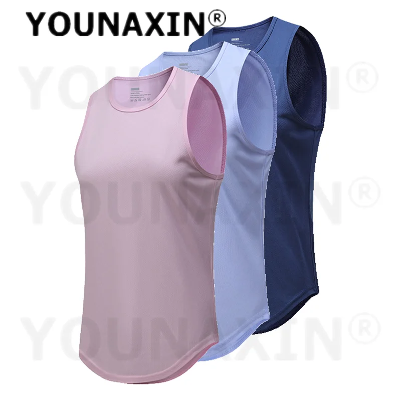 3 Pcs Women's Quick Dry Workout Tank Tops Sleeveless Curved Hem Athletic Shirt for Running Yoga Gym Fitness Multi-color S M L XL