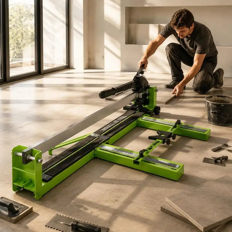 Coupe-carreaux manuel de 31,5 pouces, cadre en acier robuste avec guide laser, comprend une roue de coupe de rechange, pour coupes droites sur carreaux de sol et de mur en céramique, outil de rénovation pour salle de bain, cuisine et maison