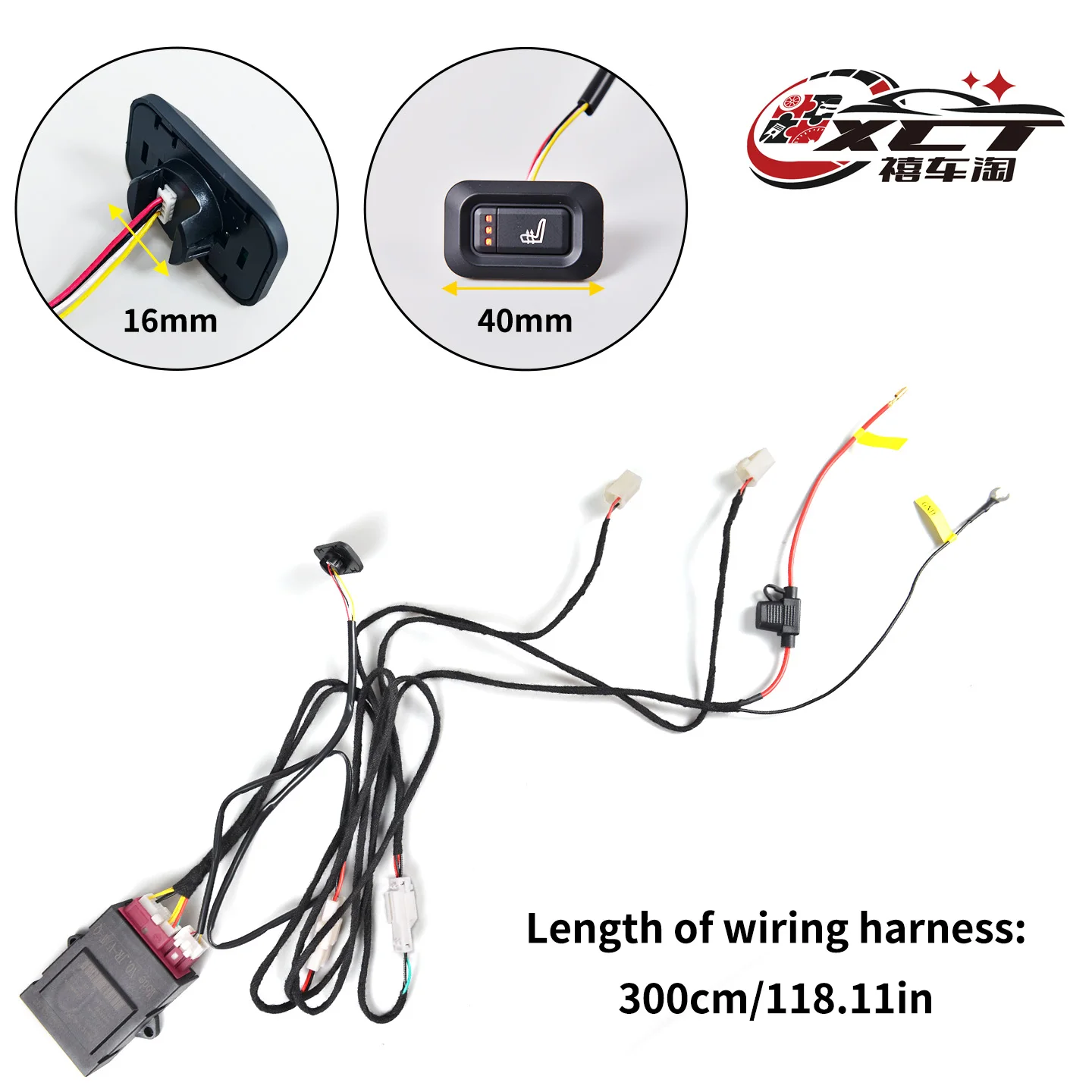 Built-In Car Seat Heating Kit 12V Carbon Fiber Heating Pad with Switch & Wiring Harness Universal Fit