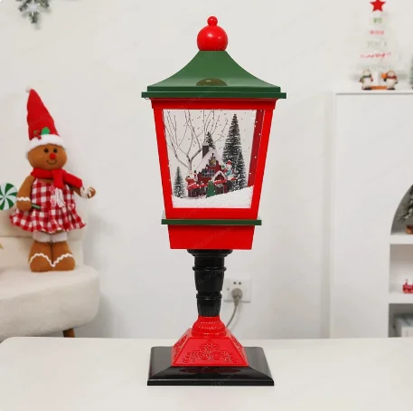 Dynamic Musical Snow Street Lamp Decor Flying Snow Christmas Light Ornament Indoor New Year Large Festival Scene Decoration Prop
