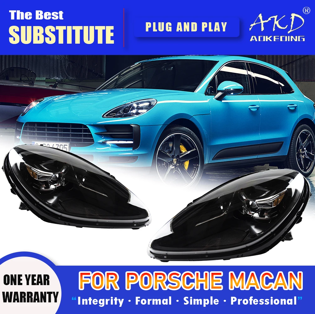 

Фара AKD для Porsche Macan светодиодный передняя фара 2014-2018 фары Macan DRL сигнал поворота Дальний свет объектив проектора Angel Eye